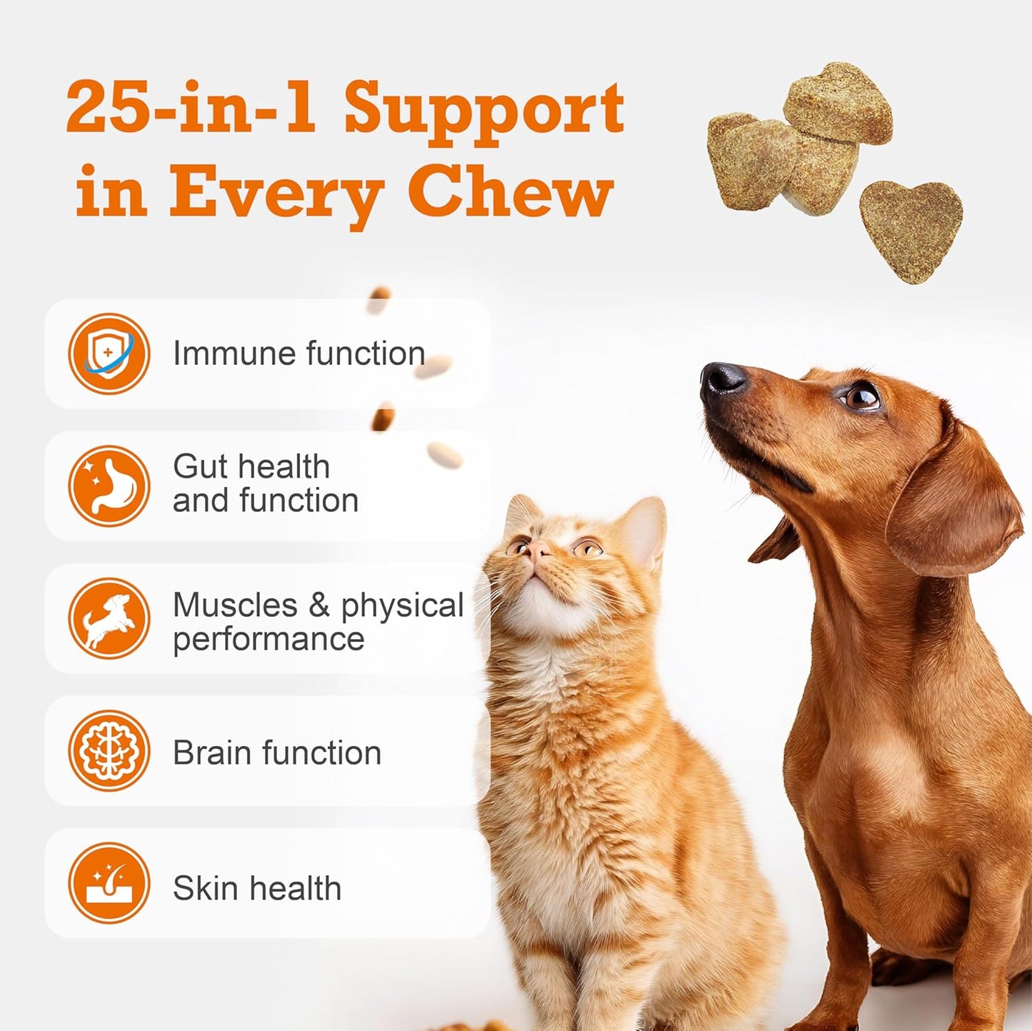 Dog Multivitamin Chewable,25-in-1 Dog Vitamins & Supplements,Pet Joint Support Health- Skin, Coat Heart, HIPS, Joints,Digestion & Immune System,for All Ages All Breeds(30 Chews Duck Flavor)