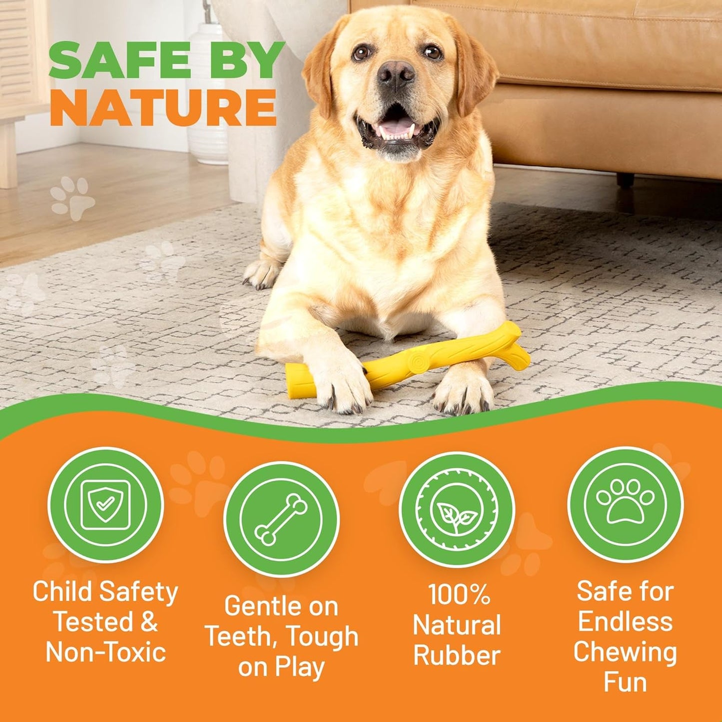 Natural Rubber Durable Dog Toys for Large & Medium Dogs Chicken Flavored Squeak Toy, Curved Branch Shape for Easy Grip, Fetch & Chew Toy for Dogs, Soft & Flexible Dog Enrichment Toys New Dog Toys