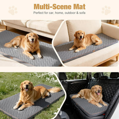 Lekereise Car Dog Bed Back Seat, Travel-Friendly Dog Car Bed Mat with Egg-Crate Foam Cushion, Non-Slip Washable Pet Bed, Fits Cars SUVs Trucks (Grey, 55.1 x 26.8 inch)
