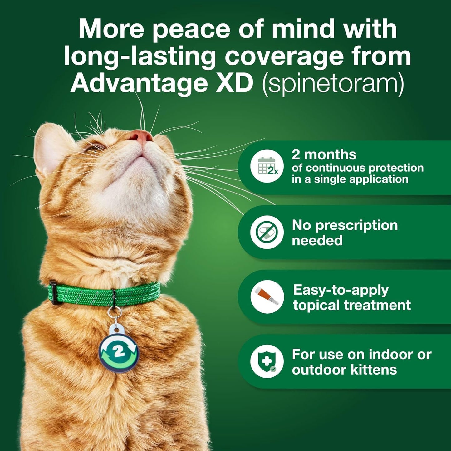 Advantage XD Small Cat Flea Prevention & Treatment For Cats 1.8-9lbs. | 2-Topical Doses, 2-Months of Protection Per Dose
