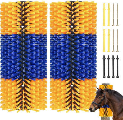 Livestock Scratch Brush, 2 PCS, Yellow, Oblong, Nylon, for Cow, Horse, Goat, Cattle, Pig, Sheep, Relieves Itching, Provides Massage, Removes Dirt, Suitable for Most Livestock