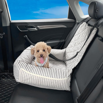 Dog Car Seat for Small and Medium Dogs, Booster Seat Sofa Pet Bed, Portable Car Travel Carrier Bed (Stripes,M)