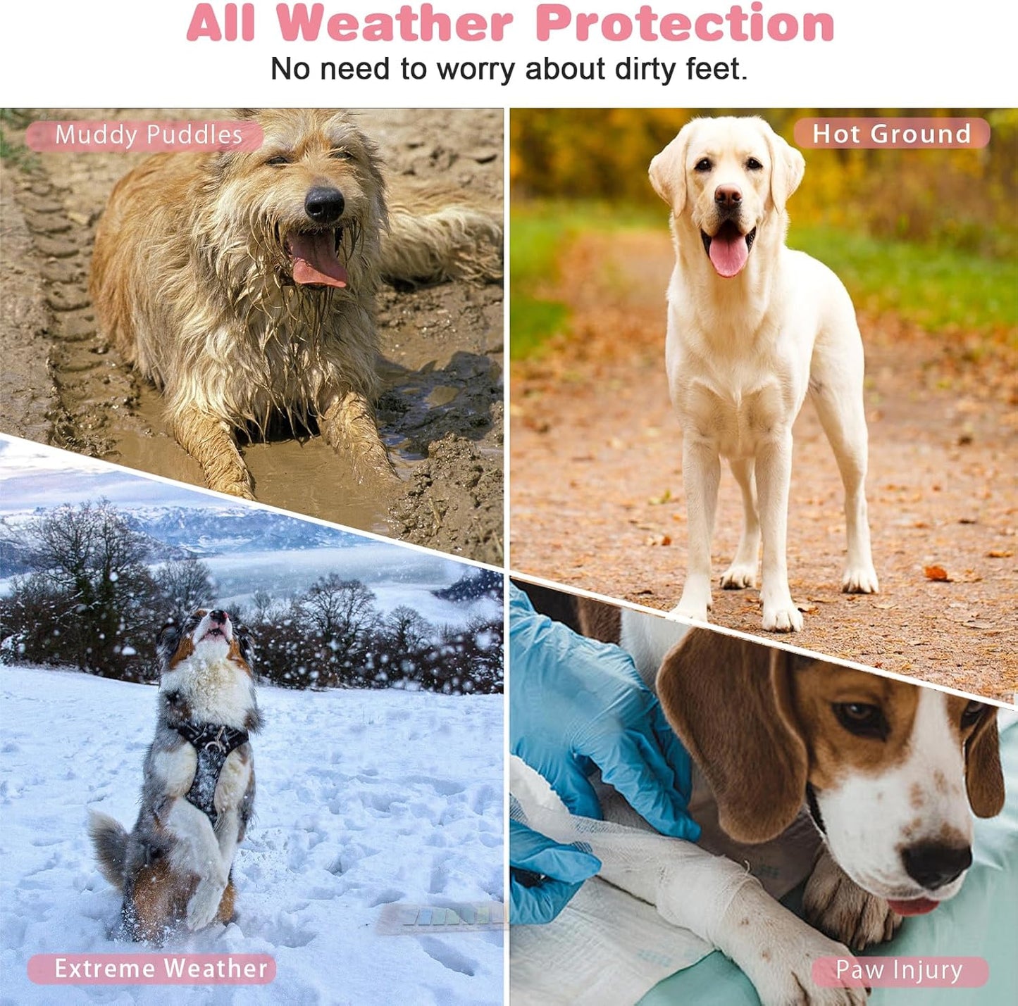 40 Pcs Disposable Dog Boots, Disposable Dustproof Dog Shoes, Breathable Disposable Pet Booties with Adjustable Self-Adhesive Bandage for Indoor and Outdoor Use Protection (Pink, L)