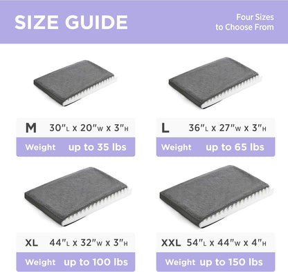 LE SURE XL Washable Dog Bed Cover Replacement Plush Fleece Cover for Orthopedic Egg Crate Foam Pet Mat 44x32x3 Inches, Dark Grey