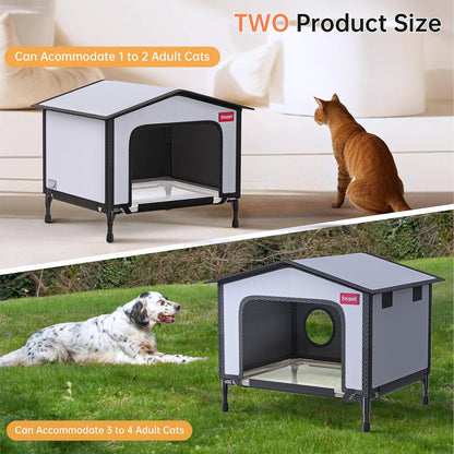 SOVPAI Outdoor cat House, Waterproof cat House for Stray Pets, Suitable for Outdoor/Indoor Cats, Easy to Assemble and Clean, Suitable for Multiple Pets and Large Cats (Brown, L 24 * 17 * 19