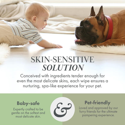 Nina Woof Pet Care Bundle: 70 Biodegradable Dog Wipes & Vegan Paw & Nose Balm - Aloe Vera, Shea Butter, Natural Grooming for Paws, Face & Body