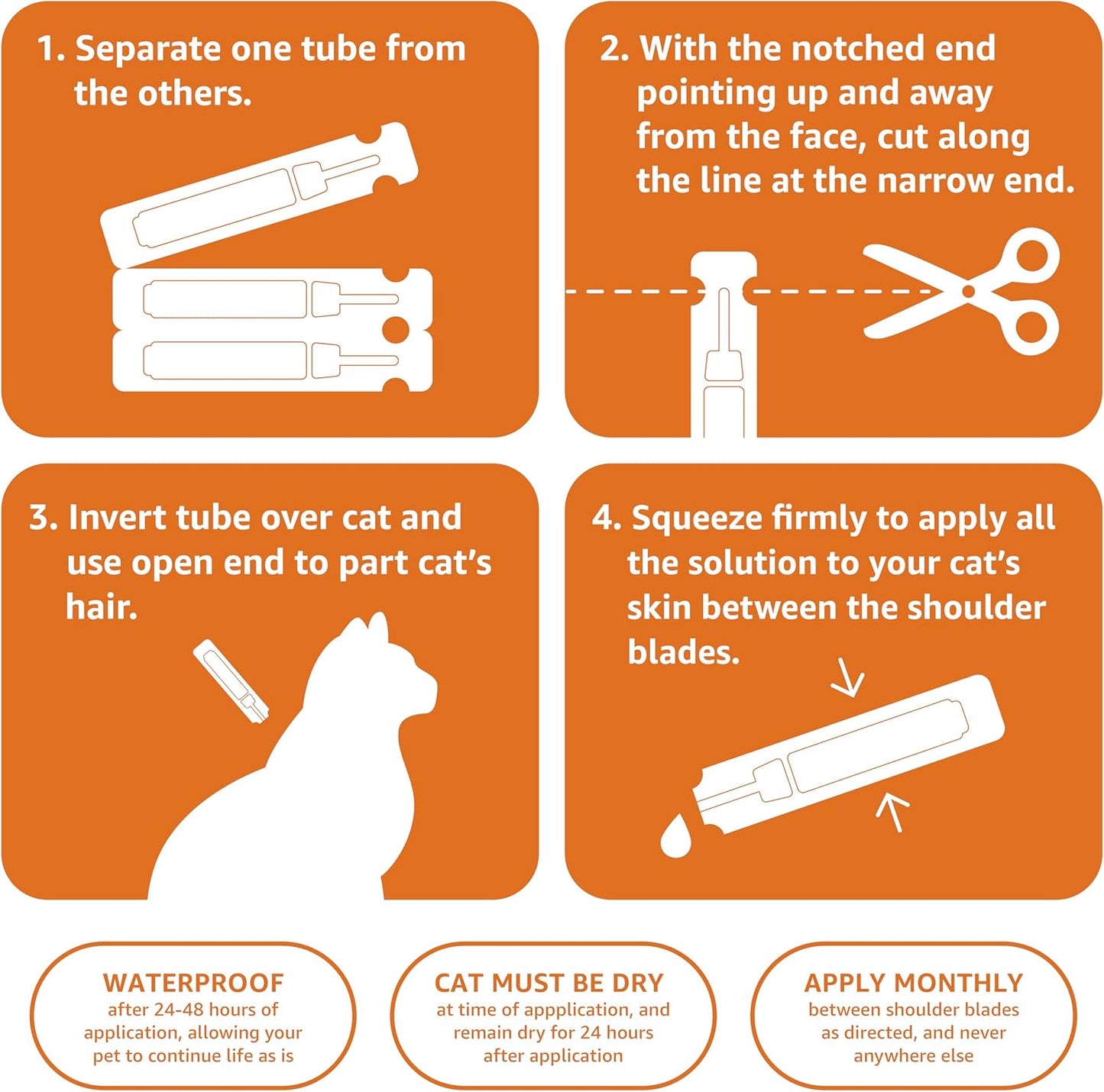 Amazon Basics PreventativeTopical Flea Treatment for Medium Cats (5-9 Pounds), 4 Count