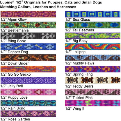 LupinePet Originals 1/2" Rain Song Cat Safety Collar , 8-12"