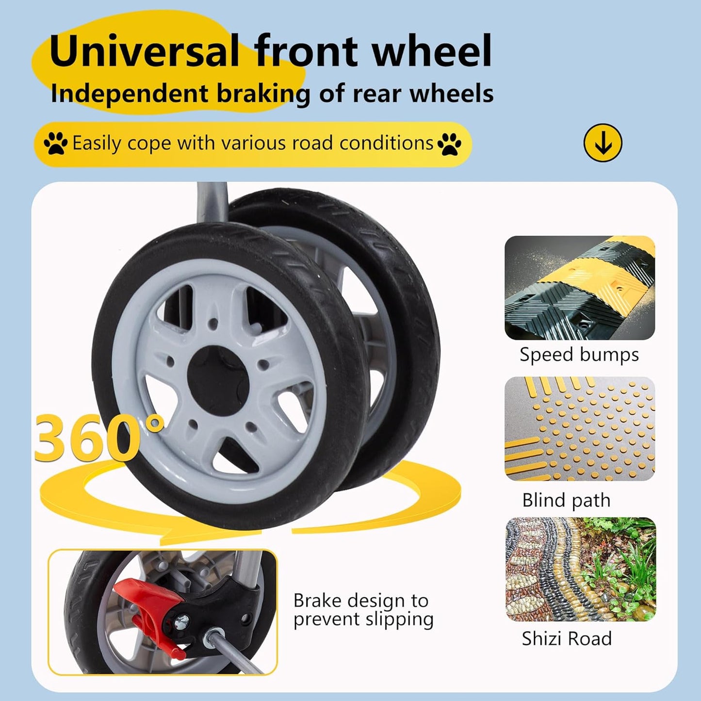 FDW Pet Stroller 4-Wheel Dog Cat Stroller Travel Folding Carrier Puppy Stroller with Cup Holder and Removable Liner for Small Medium Dogs Cats, Red