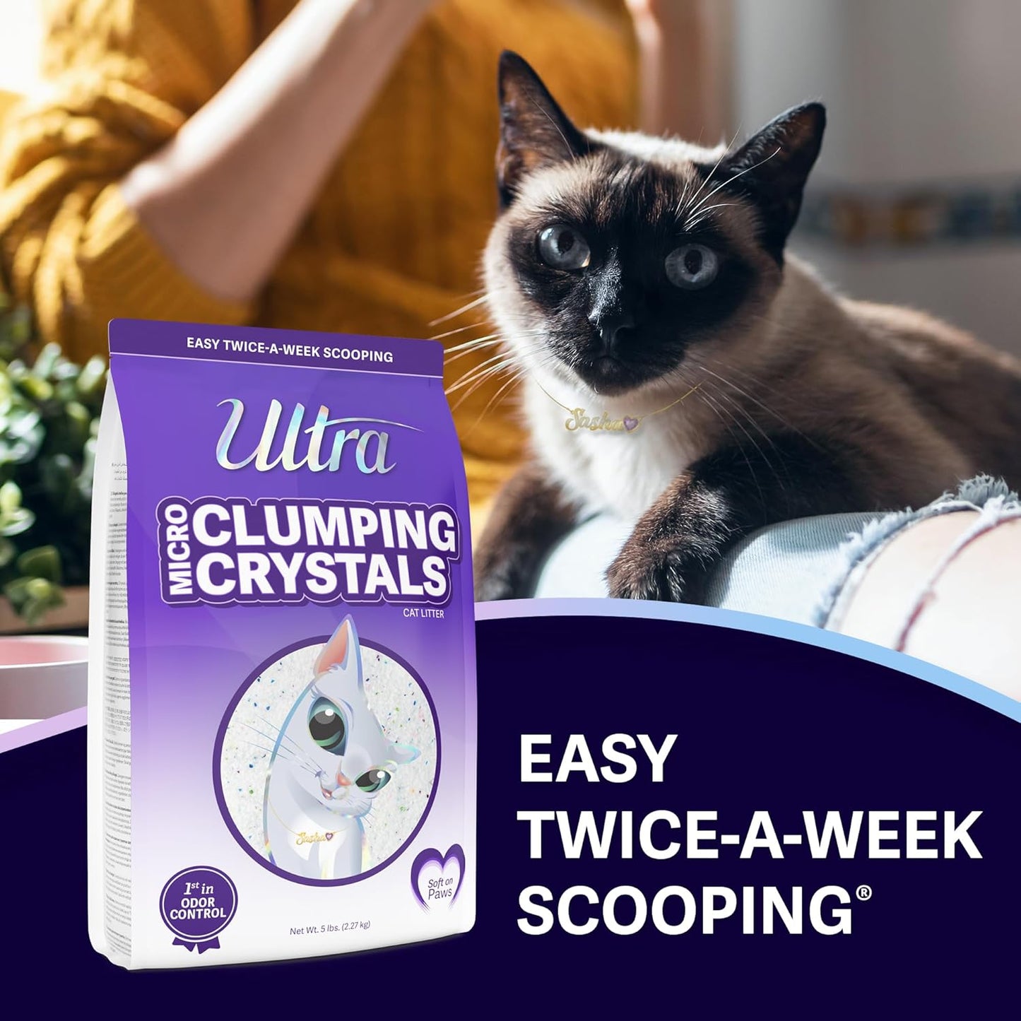 Ultra Clumping Micro Crystals Cat Litter - Dust Free, Soft on Paws, Fragrance Free - 5 Lbs.