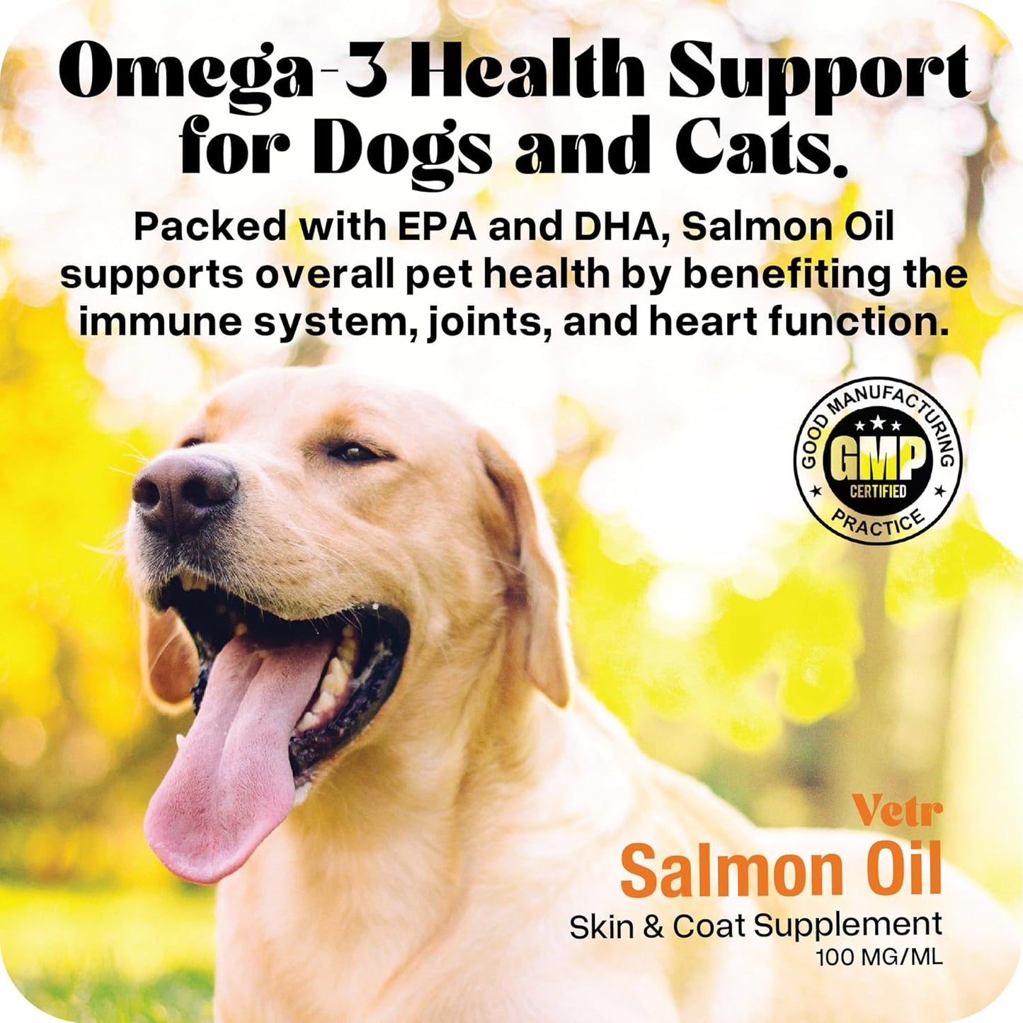 Vetr Norwegian Salmon Oil for Dogs & Cats, 16.9 oz - Omega 3 Fish Oil for Healthy Skin, Shiny Coat, Joint & Heart Health