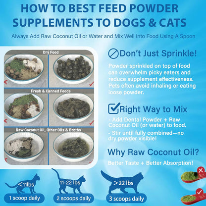 Cat Dental Care Powder Bad Breath Treatment for Cats Teeth, Mouth, Gums & Gut, Plaque Off,Tartar Control, Help Feline Gingivitis and Stomatitis, with Natural Extracts & Probiotics