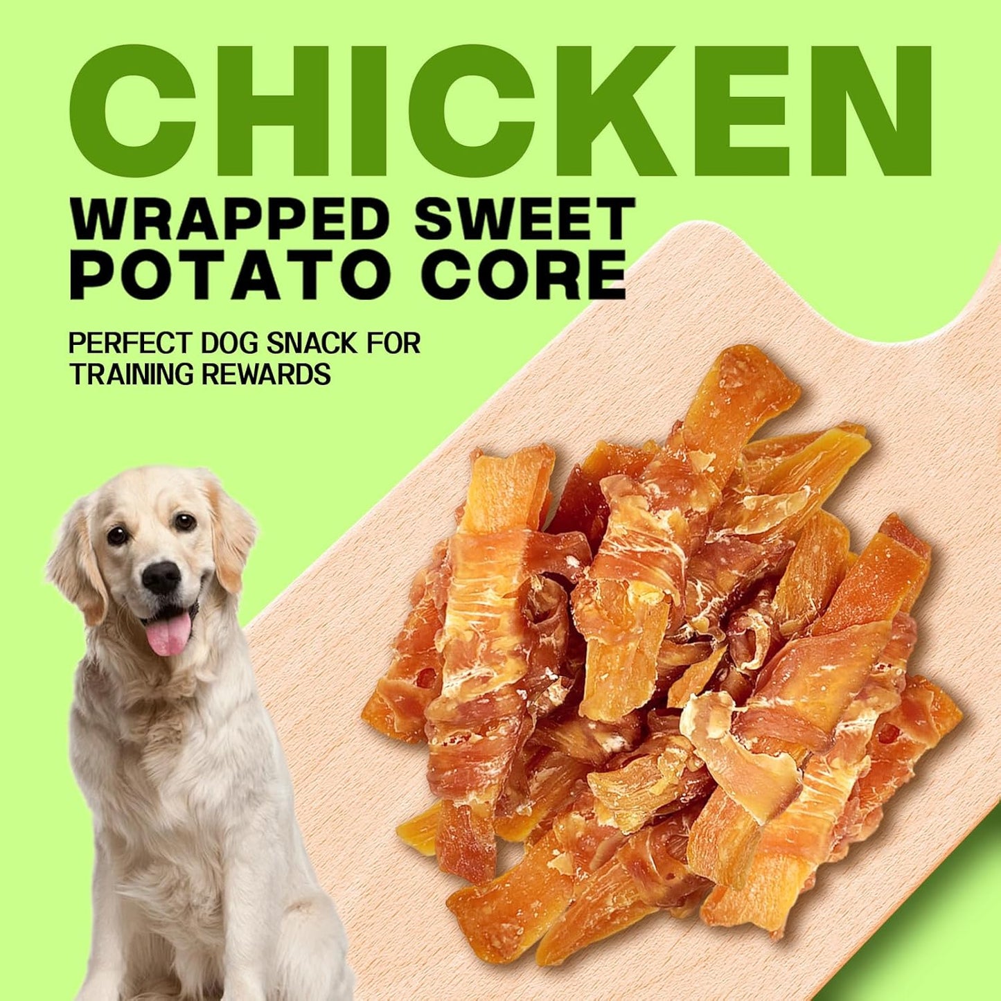 Chicken Wrapped Sweet Potato Core Dog Treats - All Natural, Grain Free Jerky Chews for Small, Medium, Large Dogs - Healthy Training Rewards & Snacks for Digestive Health, 10oz