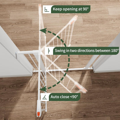 Metal Dog Gate for Door,Pressure Mounted Auto-Close Pet Gates for Dogs Indoor, Doggie Gate(White,36" Tall)