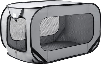 Love's Cabin 36in Portable Large Dog Bed - Pop Up Dog Kennel, Indoor Outdoor Crate for Pets, Portable Car Seat Kennel, Cat Bed Collection, Grey