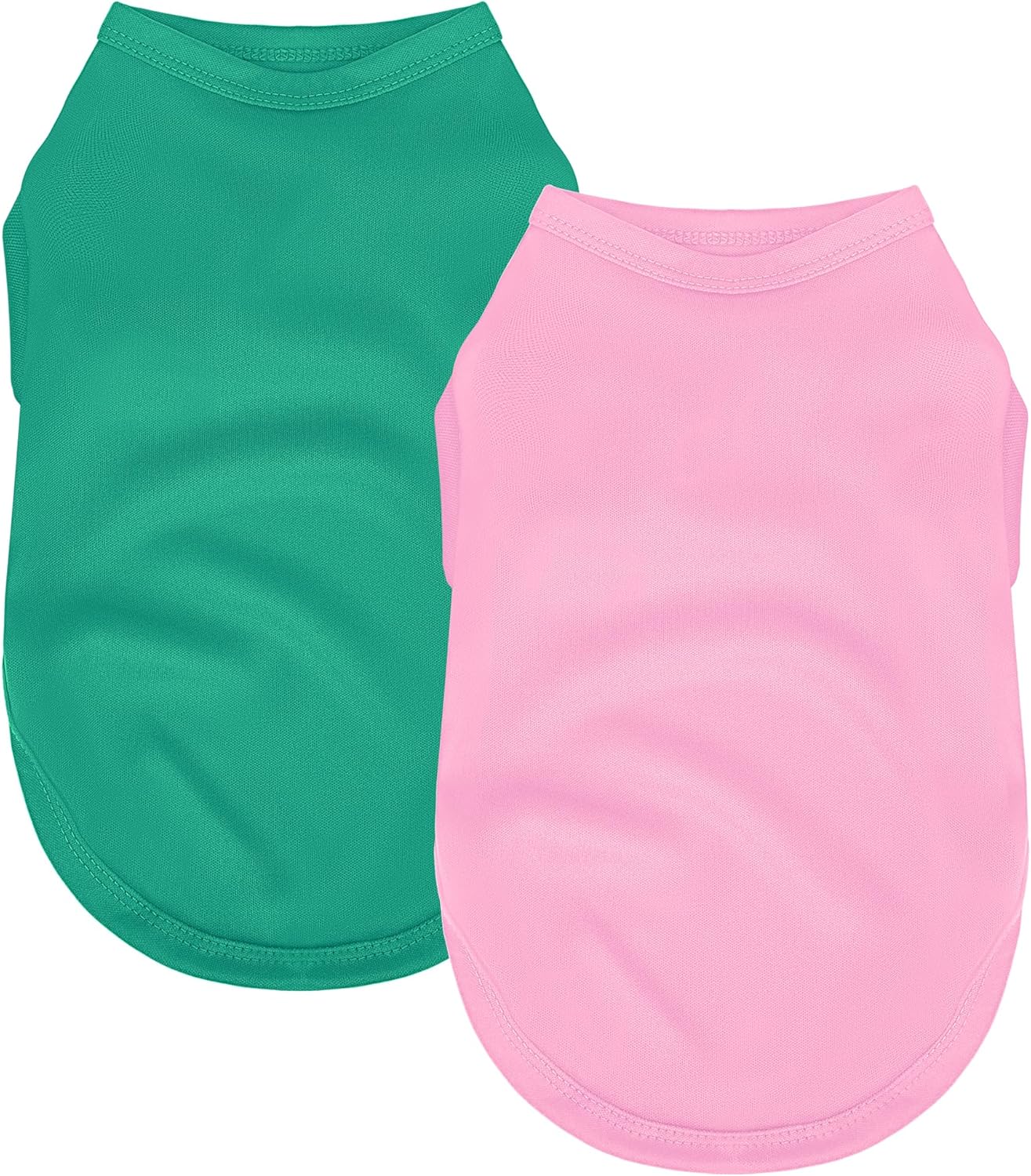 2 Pack Solid Color Dog Shirts - Lightweight, Quick Dry, Breathable Pet T-Shirts for Small to Large Dogs - Stretchy, Durable, Ideal for All Seasons and Holidays.Pink Green S