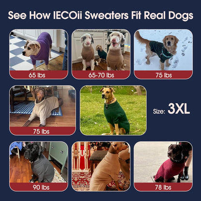 IECOii XXXL Dog Sweater,Warm Dog Sweaters for Extra Large Dogs Girl Boy,Stretchy & Cozy,Turtleneck Knitted Pullover for Pet Wear On Holiday,Easy On Doggy Sweatshirt for Labrador (Blue,XXXL)