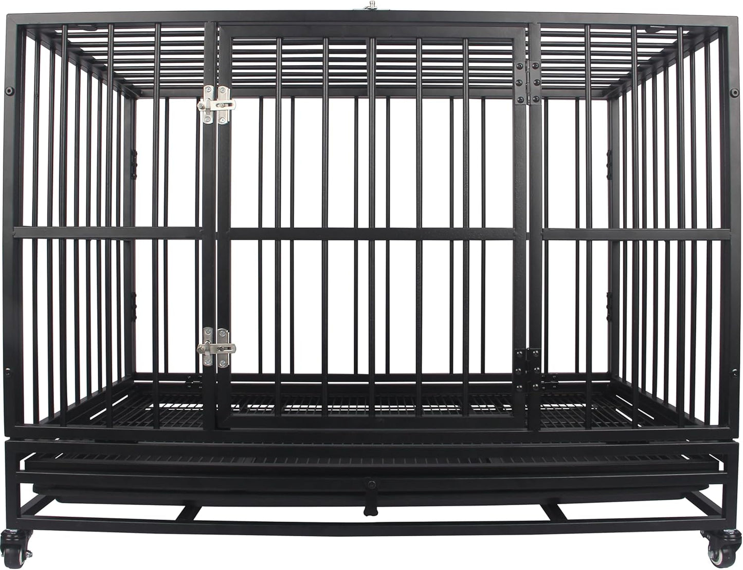 Heavy Duty Dog Crate - Indestructible Large Dog Kennel, Dual Door, Safety Lock, Spacious & Removable Tray for Easy Clean (42" inch)