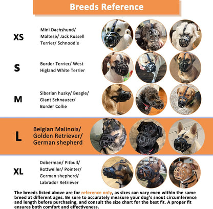 BARKLESS Dog Muzzle, Basket Muzzle for Biting, Chewing and Scavenging, Humane Cage Mouth Cover, Perfect for Grooming and Training Large Aggressive Reactive Dogs (L, Black)