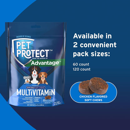 Pet Protect Dog Multivitamin, Vet-Formulated DVM Daily Soft Chews, Supports Ongoing Health & Wellness, Chicken-Flavor (60 Count)