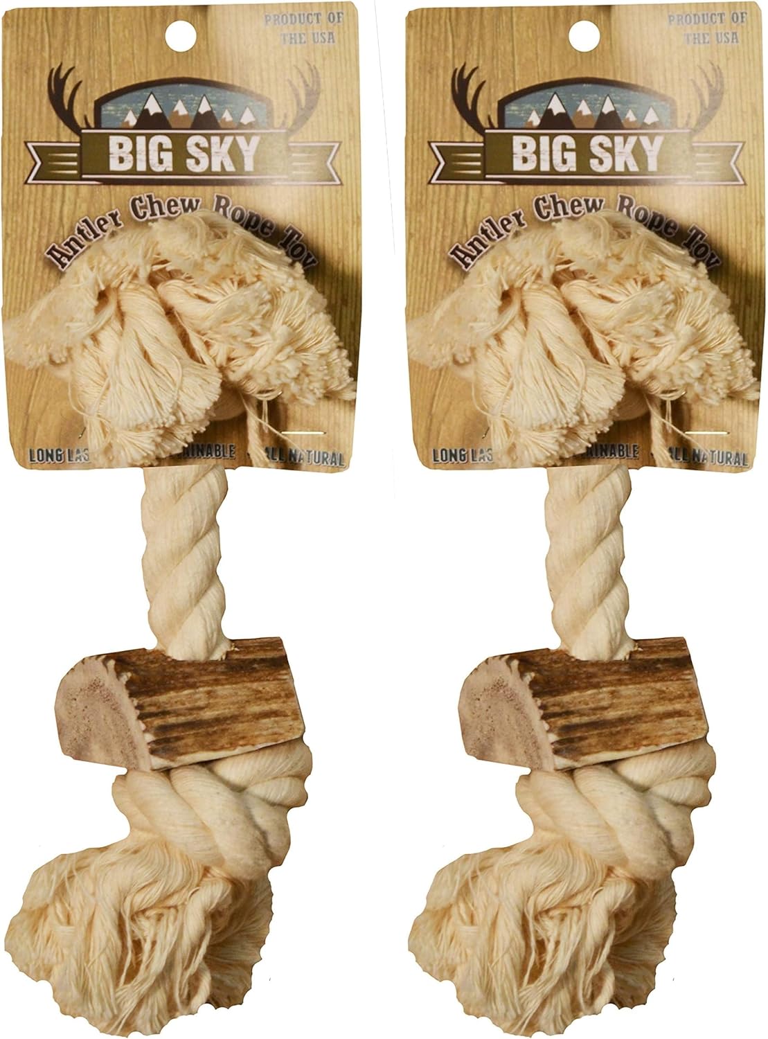 Scott Pet 5/8" X 8" 1 Piece Rope Toy with Antler, Small, White (Pack of 2)