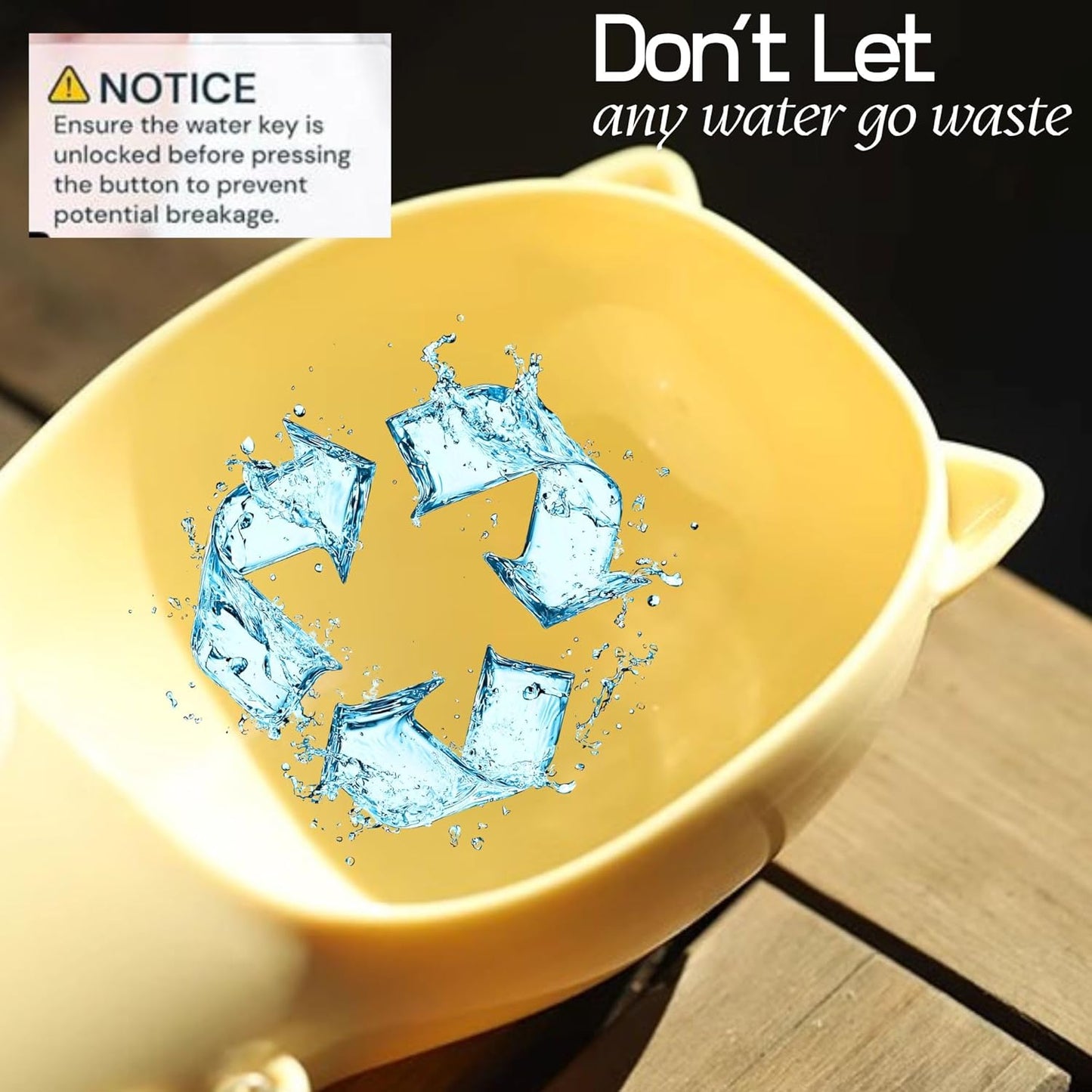 Dog Water Bottle Dispenser - 380 ML Yellow- Leak-Proof Lock & One-Hand Operation - Dog Water Bowl Dispenser - Pet Travel Bottle with Built-in Bowl,