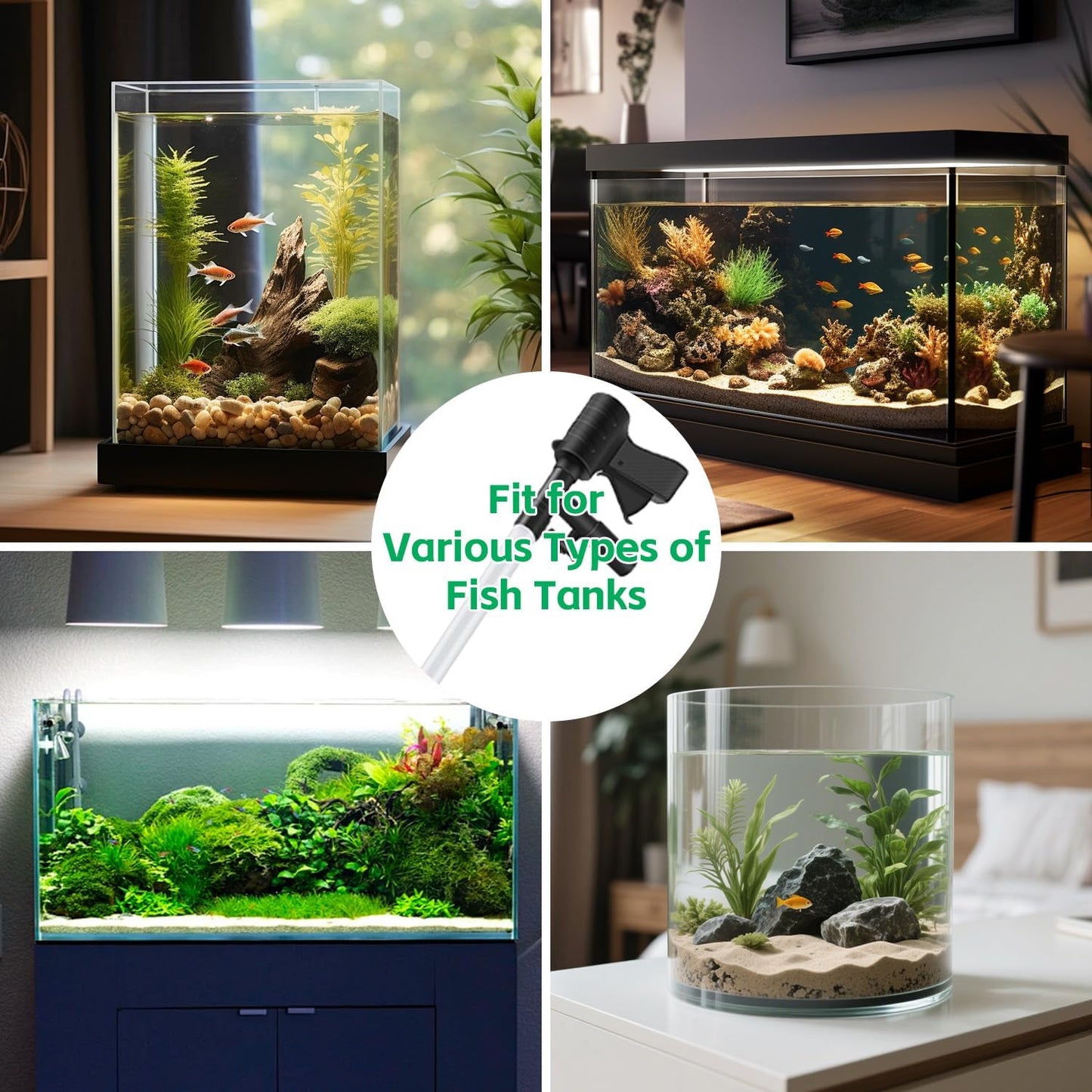 Aquarium Gravel Cleaner,Fish Tank Cleaner,Manual Vacuum Water Changer with 30ml Aquarium Vacuum Waste Remover Dropper, Cleaning Brush,Use for Water Changing Gravels Sand Washing