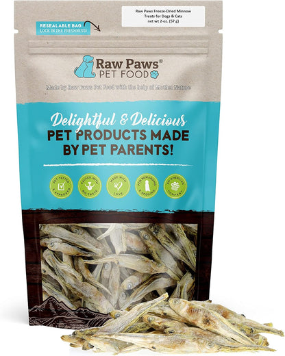 Raw Paws Smelt Freeze Dried Minnows for Cats & Dogs, 2-oz - Made in USA - Freeze Dried Fish for Cats - Single Ingredient Fish Dog Treats - Minnows Dog Treats