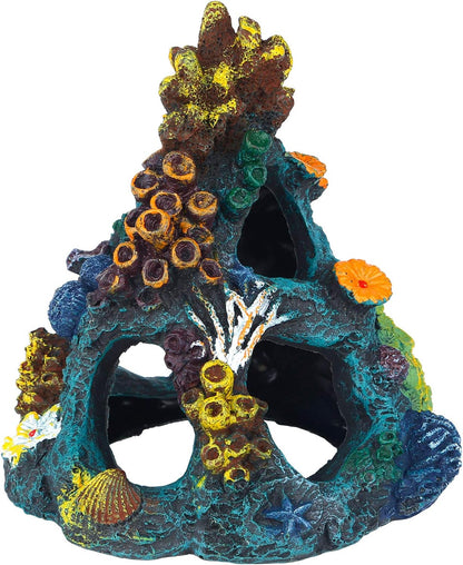 Uniclife Aquarium Decorations Resin Coral Rock Mountain Cave Fish Tank Decor Ornaments Fish House for Betta Rest Hide Play Breed