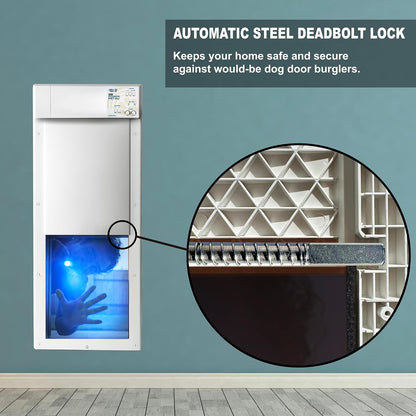 Power Pet Automatic Pet Door - Medium Door Mount - Pet Activated - Motorized - Safe Gravity Closure with Anti Pinch - Dead Bolt Lock - 4 Way Access - Dual Range Control - Air Tight