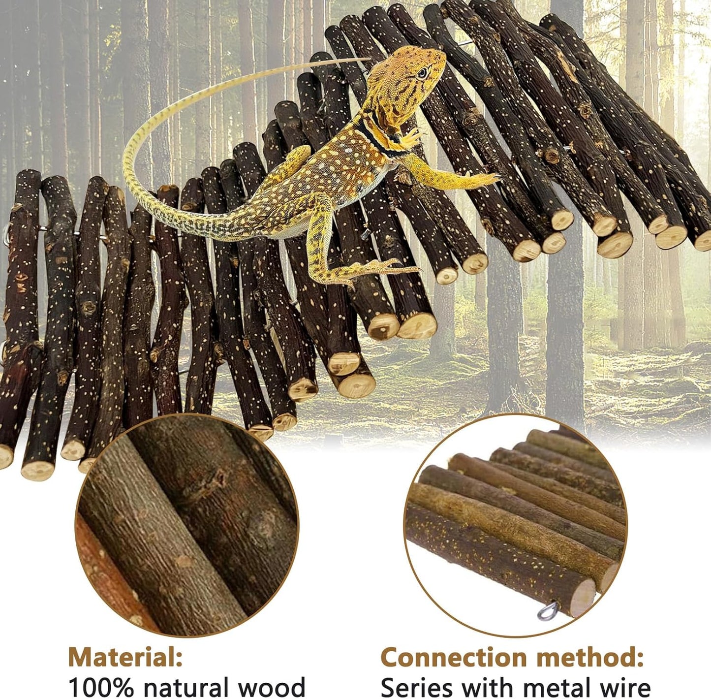 Hamiledyi Reptile Hideouts Natural Coconut Shells Hut Hermit Crab Climbing Toys and 3pcs Large Reptile Hides Bearded Dragon Hide Bendable Climbing Bridge for Snake Turtle Gecko Chameleon