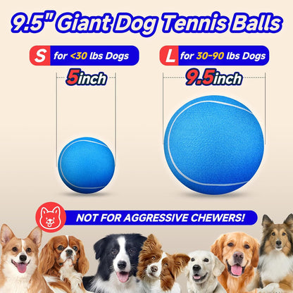 HETOO Dog Tennis Balls: 9.5 inch Giant Large Dog Toys- Herding Dog Toys Balls- Outdoor Big Dog Tennis Ball for Medium Large Dogs- Pet Toys Golden Retriever Birthday Christams Gifts- Blue