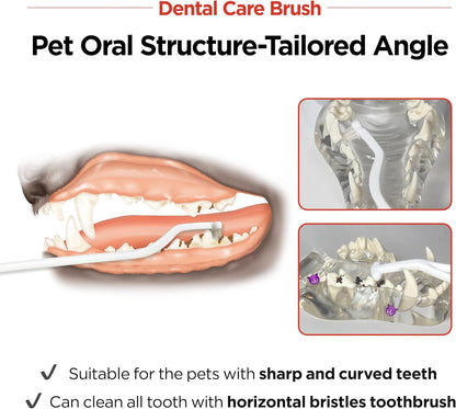 JAYU PET Dental Care Brush (Soft Bristles) 1ea - Dog Toothbrush, Cat Toothbrush, Dental Care for Kitten and Small Dogs, Removing Old Plaque and Tartar, Cat Teeth Brushing & Easy Cleaning