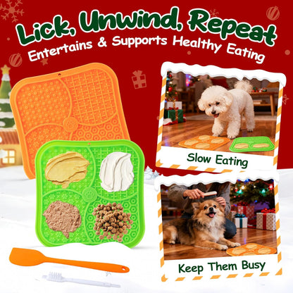 Christmas Dog Enrichment Toy Set — Interactive Dog Puzzle Toy for Mental Stimulation, Lick Mat for Slow Feeding, Squeaky & Treat Balls for Small & Medium Dogs