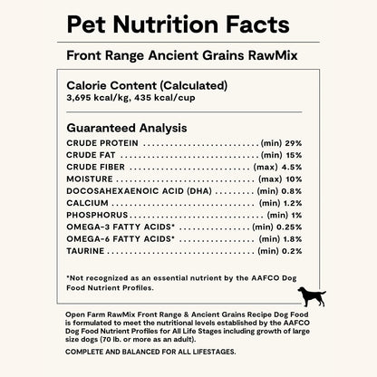 Open Farm, RawMix Dry Dog Food with Ancient Grains, Protein-Packed Kibble Coated in Bone Broth with Freeze Dried Raw Chunks, Beef Pork & Lamb, Front Range Recipe, 3.5lb Bag