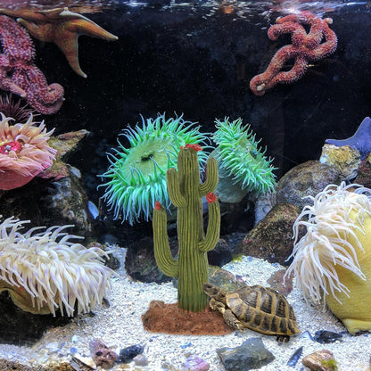 BESPORTBLE Artificial Cactus Terrarium Plants Reptile Habitat Decor for Turtle and Crested Gecko Tank Accessories Desert Simulation Landscaping