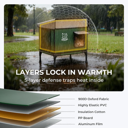 Apasiri Heated Cat House for Outdoor: Weatherproof Outside Cat Shelter, Insulated Cat House Outdoor with Heated Pad, Sloping Roof & Escape Door, Elevated Base for Stray Cats, Small