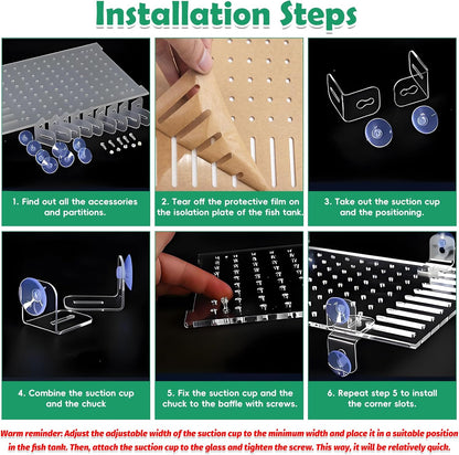 PINVNBY 5 Gallon Fish Tank Divider, Acrylic Aquarium Divider with 8 PCS Suction Cups, Transparent Fish Tank Separator for Betta Fish (Size: 20 x 18 cm/7.87 x 7.08 in)