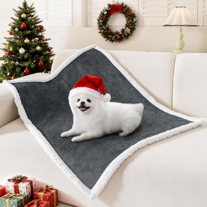 Smiry Waterproof Blanket Throw for Large Dogs Cats, Soft Reversible Dog Blanket for Sofa Couch Bed, Washable Leakproof Sherpa Fleece Furniture Couch Protector(30"x40", Dark Grey/White)