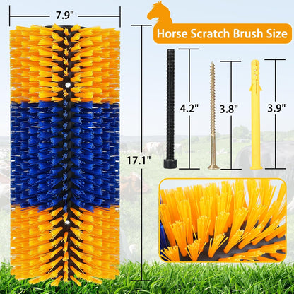 Livestock Scratch Brush, 2 PCS, Yellow, Oblong, Nylon, for Cow, Horse, Goat, Cattle, Pig, Sheep, Relieves Itching, Provides Massage, Removes Dirt, Suitable for Most Livestock