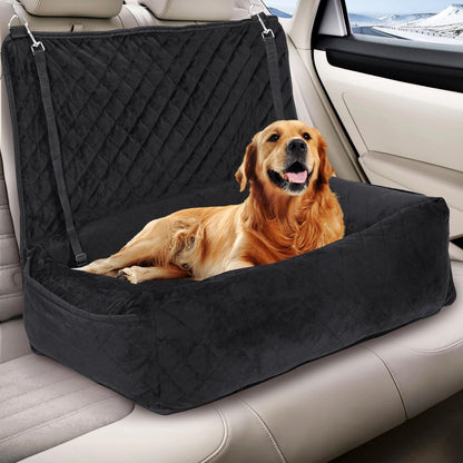 Rengue Dog Car Seat for Large/Medium Dogs, Dog Car Bed for Backseat Washable Pet Travel Safety with Storage Pockets for Easy Cleaning Fits for All Cars(47 * 20 * 7.9 Inch)