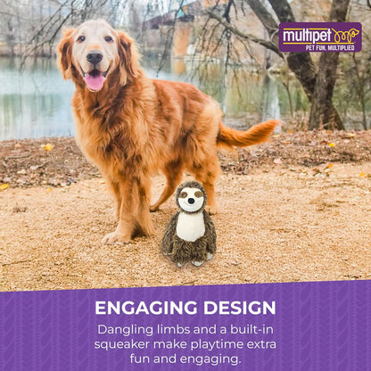 Multipet Bark Buddies Sloth Dog Plush Toy - Squeaky Dog Toy for All Dogs - Extra Soft Plush Dog Toy - Stuffed Animal Dog Toy for Cuddling & Playing - Cute Dog Pet Toy (10")