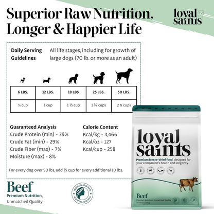 Freeze Dried Raw Dog Food - Premium Beef Flavor with High Protein and Grain Free Dog Food for Small or Large Breeds and Picky Eaters - Versatile as Meal Topper, Snack, and Treats, 5 Oz