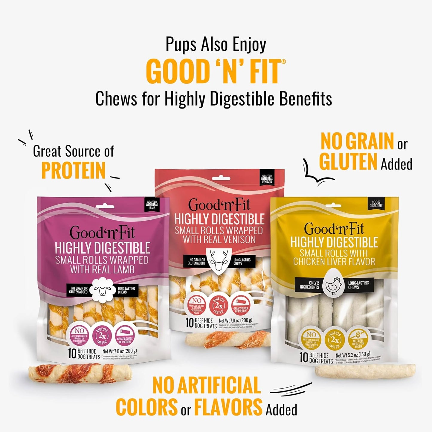 Good 'n' Tasty Triple Flavor Puree Mix-Ins Dog Food Topper Treats for All Dogs, 7 Count, Easy Single-Serve Portions, Added Protein with Chicken, Salmon and Duck (Pack of 2)