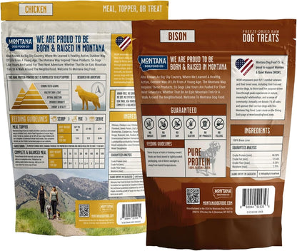 Chicken Dog Food and Bison Dog Treat Adventure Fuel Bundle - 16 oz Freeze-Dried Raw Food with Single Ingredient Training Snacks