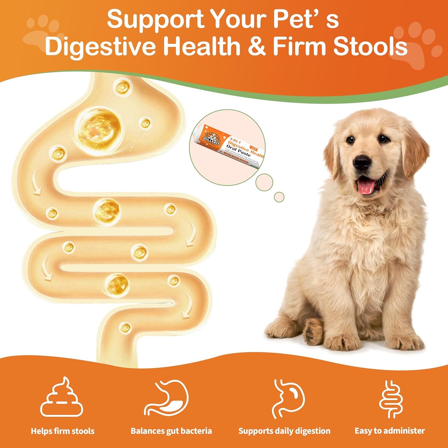 Antidiarrheal for Dogs - Kaolin Pectin Probiotic Paste for Dog, Anti-diarrheal for Cats - Puppy Probiotic Supports Firm Stool, Balances Gut pH, and Promotes Daily Digestive Health - 1 oz