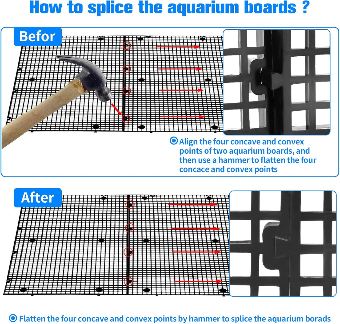 8pcs Fish Tank Divider with 10 pcs Suction Cups DIY Adjustable Aquarium Divider Filter Bottom Fish Tank Isolation Board Egg Crate