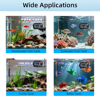 HiTauing Aquarium Heater 25W/50W/100W/200W/300W, Adjustable Knob Fish Tank Heater with Digital Thermometer, Submersible Betta/Turtle Tank Heater for Freshwater and Saltwater Tanks
