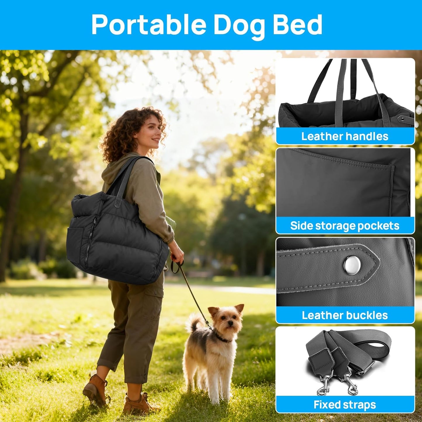 Gugxiom Dog Car Seat Bed for Small & Medium Dogs Under 30lbs, Premium Dog Car Seat, Soft & Stylish & Waterproof, Easy to Clean for Front or Back Seat (Black)