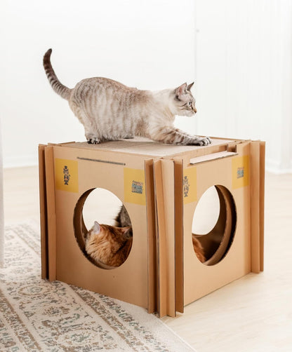 Mister’s Favorite Cat Scratcher & Hideaway House – XL Cardboard Jungle Gym & Cat houses for Large Cats & Chonky Cats – Indoor Kitty Playhouse, Cat Condo, Pet Bed, Cat Furniture, Scratch Pad & Cat Cave